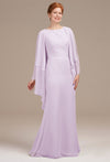 Lavender Long Elegant Chiffon Mother Of The Bride Dress