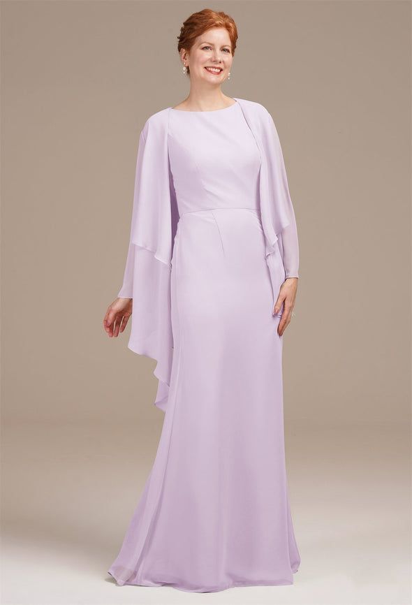 Lavender Long Elegant Chiffon Mother Of The Bride Dress