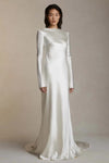 Simple long sleeve wedding dress Open back