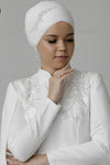 Muslim High Collar Applique Full Brush Train Bride Dress robe de mariée