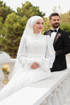 Elegant Lace Chiffon Muslim Wedding Dress