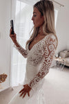 Boho Lace Wedding Dress With Removable Long Sleeves