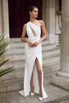 One Shoulder Mermaid Long Wedding Dress Open Front