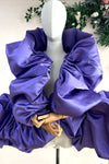 Purple Satin Puffy Short Jacket For Lady Party,Outfit Bolero