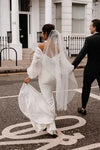 Off The Shoulder Bling Bling Sleeves Sheath Wedding Dress