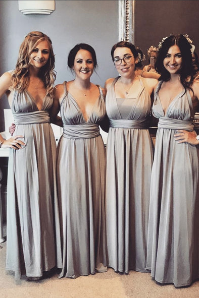 Versatile Spandex Long Simple Bridesmaid Dress