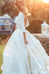 Satin Ball Gown Wedding Dress Backless Full Sleeves