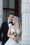 V Neck Ball Gown Luxury Wedding Dress Appliques