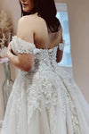 Off The Shoulder A Line Wedding Dress With Appliques