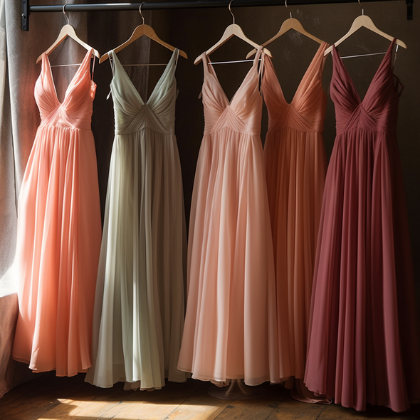 Long Chiffon Bridesmaid Dress V Neck A Line