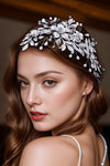 Bride Headwear Hand Woven Inlaid Rhinestone Pearl Hair Comb