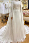 Muslim Wedding Dress A Line Lace Appliques Bridal Gown