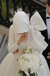 Satin Wedding Dress Ball Gown With Luxury Bow Muslim Bridal Gown