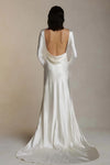 Simple long sleeve wedding dress Open back