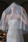 Long Wedding Veil With Lace Appliques Flower Shape