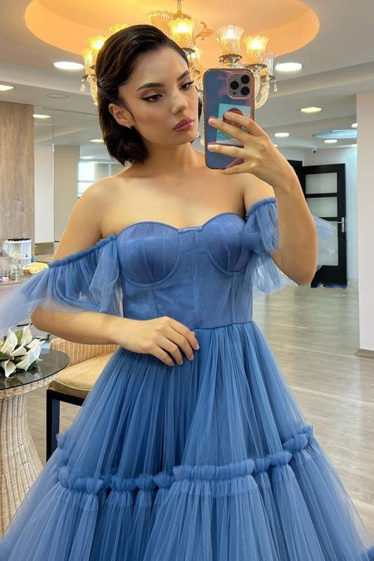 Sweetheart Short Sleeves Modest Women Prom Gowns