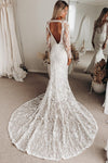 Boho Lace Wedding Dress With Removable Long Sleeves