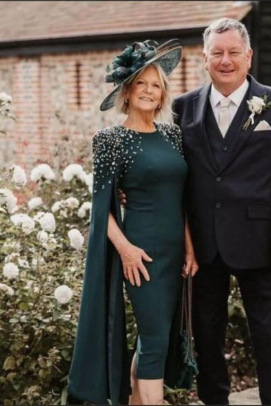 Dark Green Mother of The Bride Dress With Long Sleeves