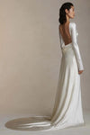 Simple long sleeve wedding dress Open back