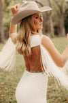 Backless Brush Train Bridal Gowns With Tassels