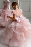 Luxury Pink Girl Dress With Ruffles