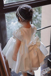 Pretty Satin Ball Gown Flower Girl Dress With Bow Back