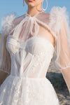 Long Puffy Sleeves Wedding Jacket , Bridal Coat Chic DJ305