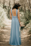 Fairy Long Modest Light Blue Bridesmaid Dresses