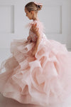 Luxury Pink Girl Dress With Ruffles