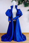 Royal Blue Taffeta Long Lady Evening Party Cape Cloak Outfit