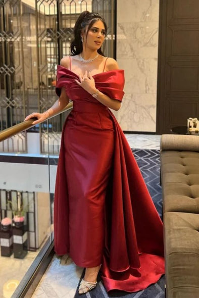 Off The Shoulder Long Red Evening Dress With Skirt