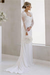 Long Sleeves Square Neck Mermaid Simple Wedding Dress