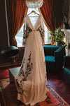 Long Flare Split Sleeve Boho Colorful Embroidery Wedding Dress