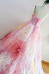 Unique Pink Ball Gown Prom Dress 3D Big Flower