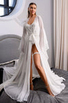 Bohemian Chiffon Wedding Robe With Feathers