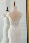 Modest Elegant Mermaid Lace Wedding Dress Cap Sleeves