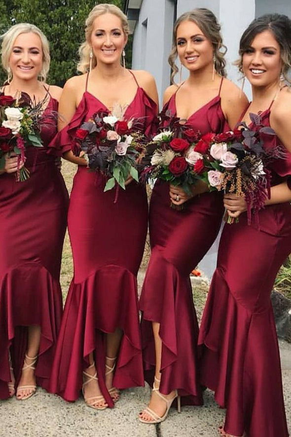 Spaghetti Strap Mermaid Simple Bridesmaid Dress