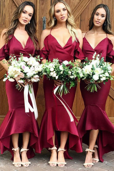 Spaghetti Strap Mermaid Simple Bridesmaid Dress