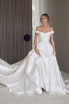 Elegant Long Satin Wedding Dress With Big Train