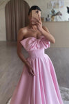 A-Line Pink Satin Long Prom Dress, Pink Long Formal Dress