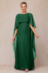 Long Chiffon Green Mother Of The Bridal Dress With Shawl