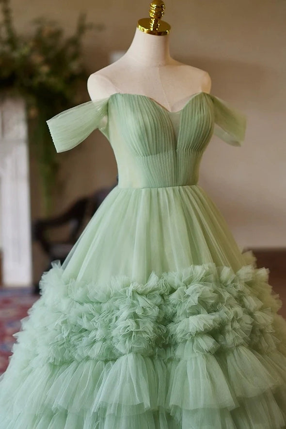 Sage Green Mesh Tulle Flower Girl Dress Party Gown