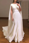 Simple Long Wedding Dress With Cape