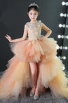 Girl Party Gown Lace Tulle With Detachable Train