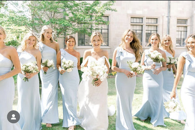 One Shoulder Long Chiffon Sky Blue Bridesmaid Dress