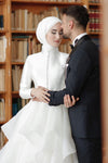 Modest Ruffles Wedding Dress For Muslim