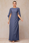 A Line Elegant Chiffon Mother Of The Bride Dress With Cape