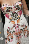 Colorful Flowers Embroidery Lace Wedding Dress