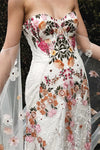 Colorful Flowers Embroidery Lace Wedding Dress