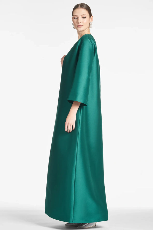 Mikado Satin Long Green Mother Of The Bride Dress Two Pieces